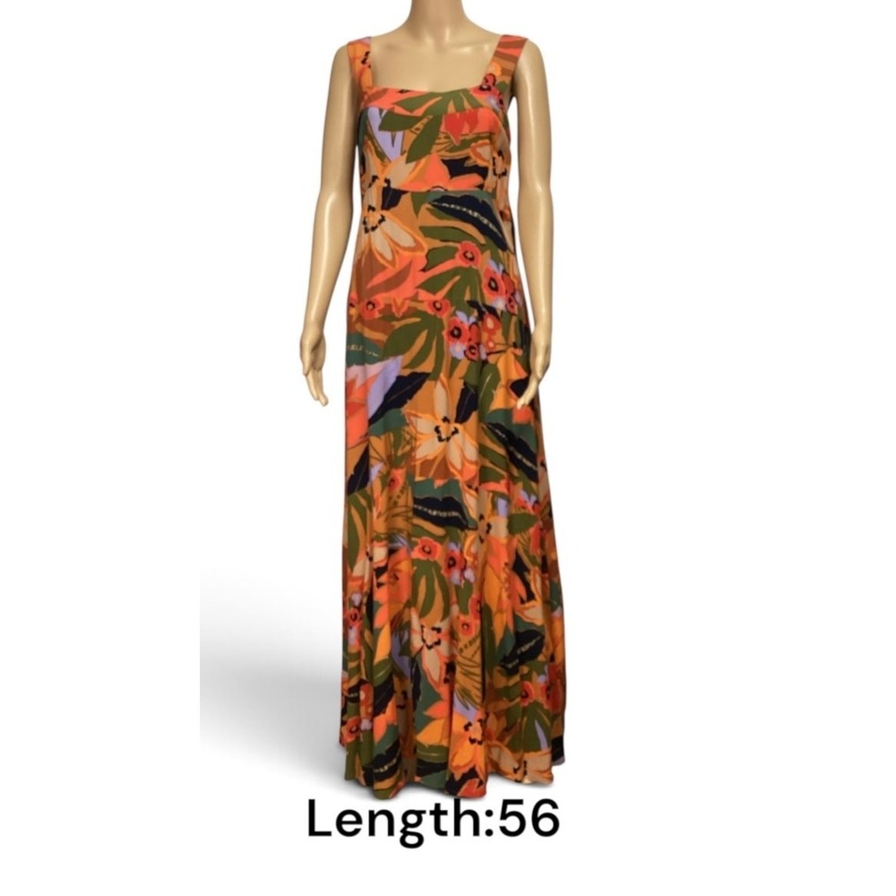 MSK Womens Sleeveless Square Neck Floral Print Smocked Maxi Dress Size Large